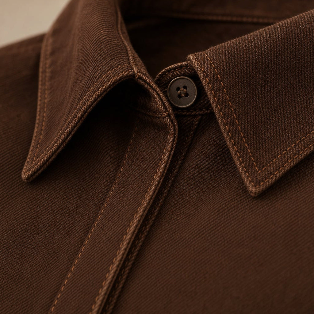 Longline-Top Denim mit Taillengürtel Schokolade – Vitolia