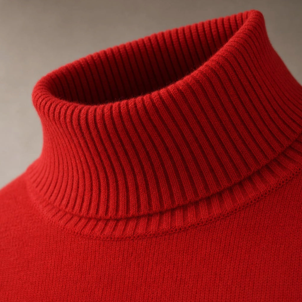 Strickpullover mit Glockenärmeln Rollkragen Rot – Vitolia