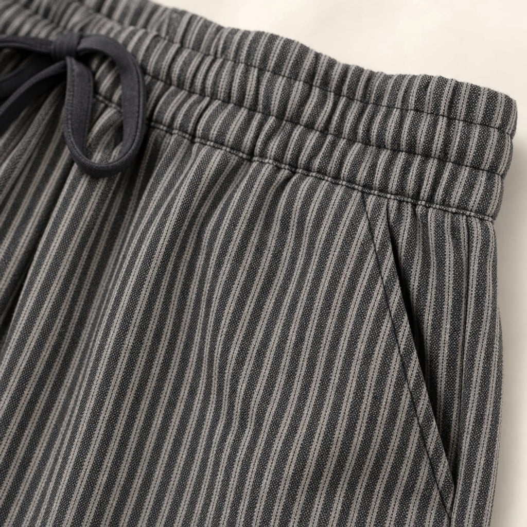 Barrel-Leg-Hose mit Gummibund Weitbein Knöchelzug Grau – Vitolia