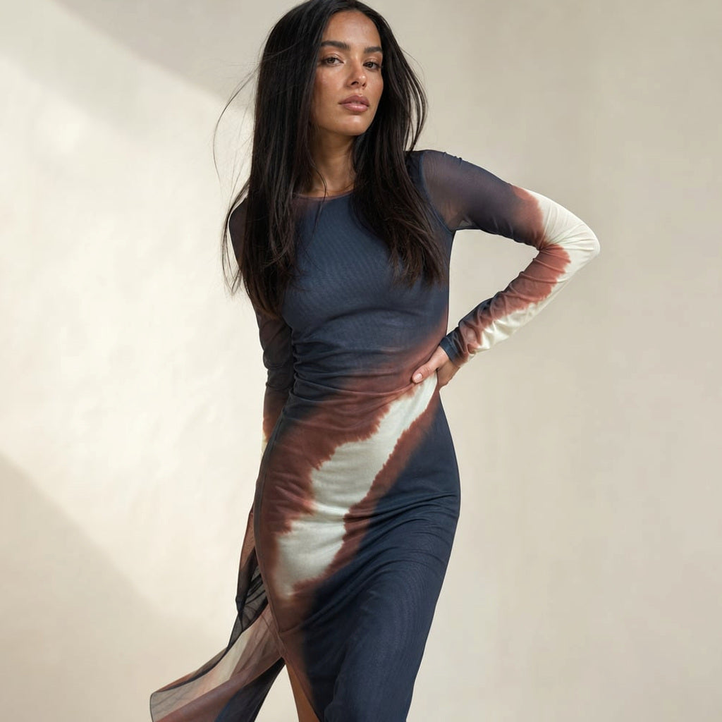 Strickkleid Midi Stehkragen Langer Arm Beinschlitz Mars – Vitolia