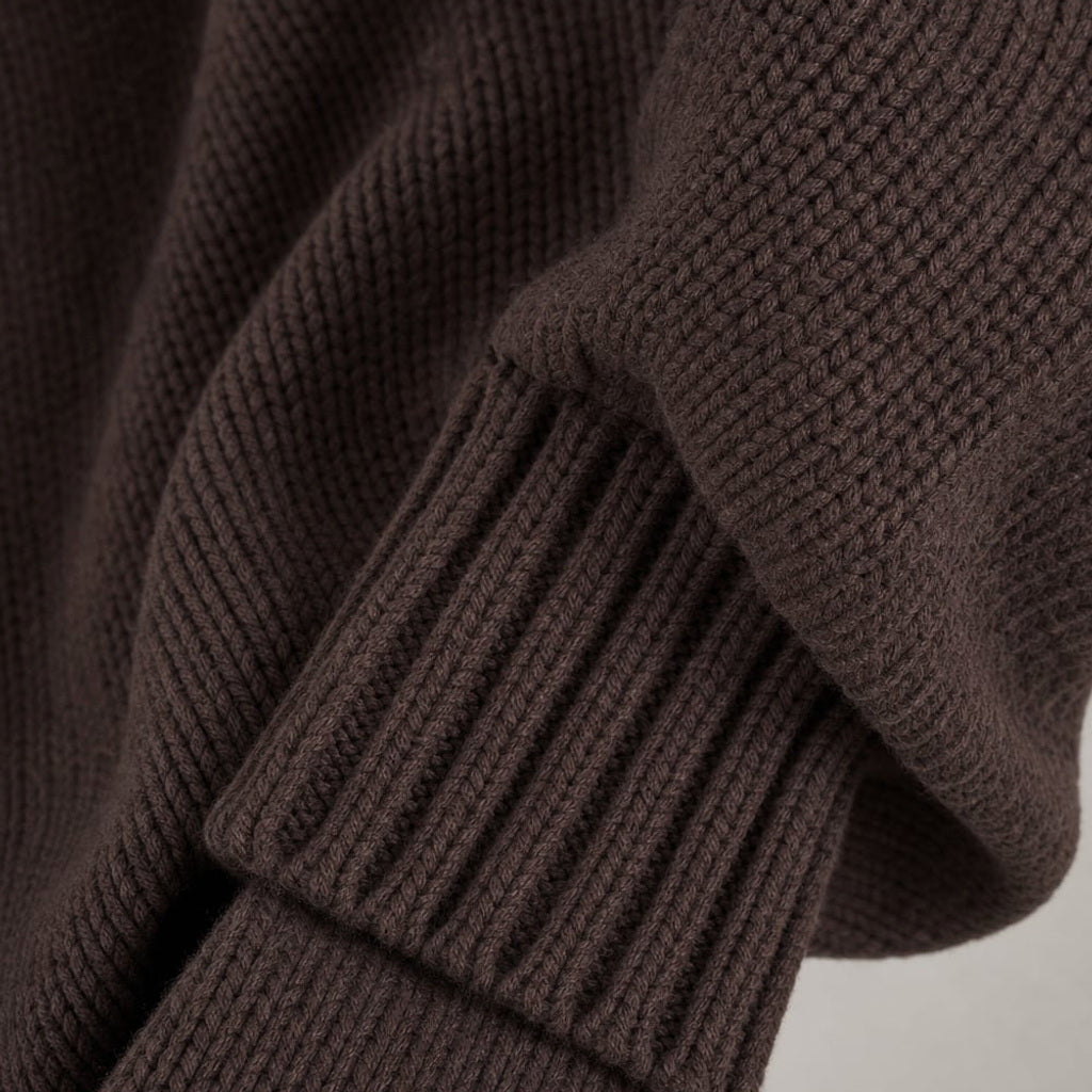 Rundhals-Strickpullover 100% Baumwolle Schokobraun – Vitolia