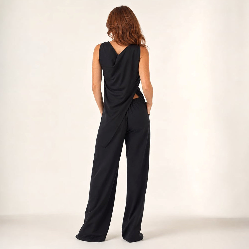 Off-Shoulder Co-ord Set Weite Hose Baumwolle Asymmetrisch – Vitolia