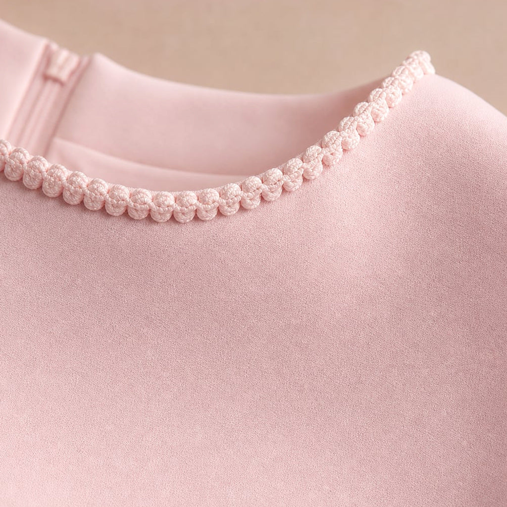 Mini-Kleid mit Perlensaum Bootsausschnitt A-Linie Schleife – Vitolia