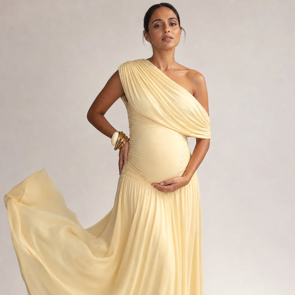 Maxi-Kleid One-Shoulder Asymmetrisch Umstandskleid – Vitolia