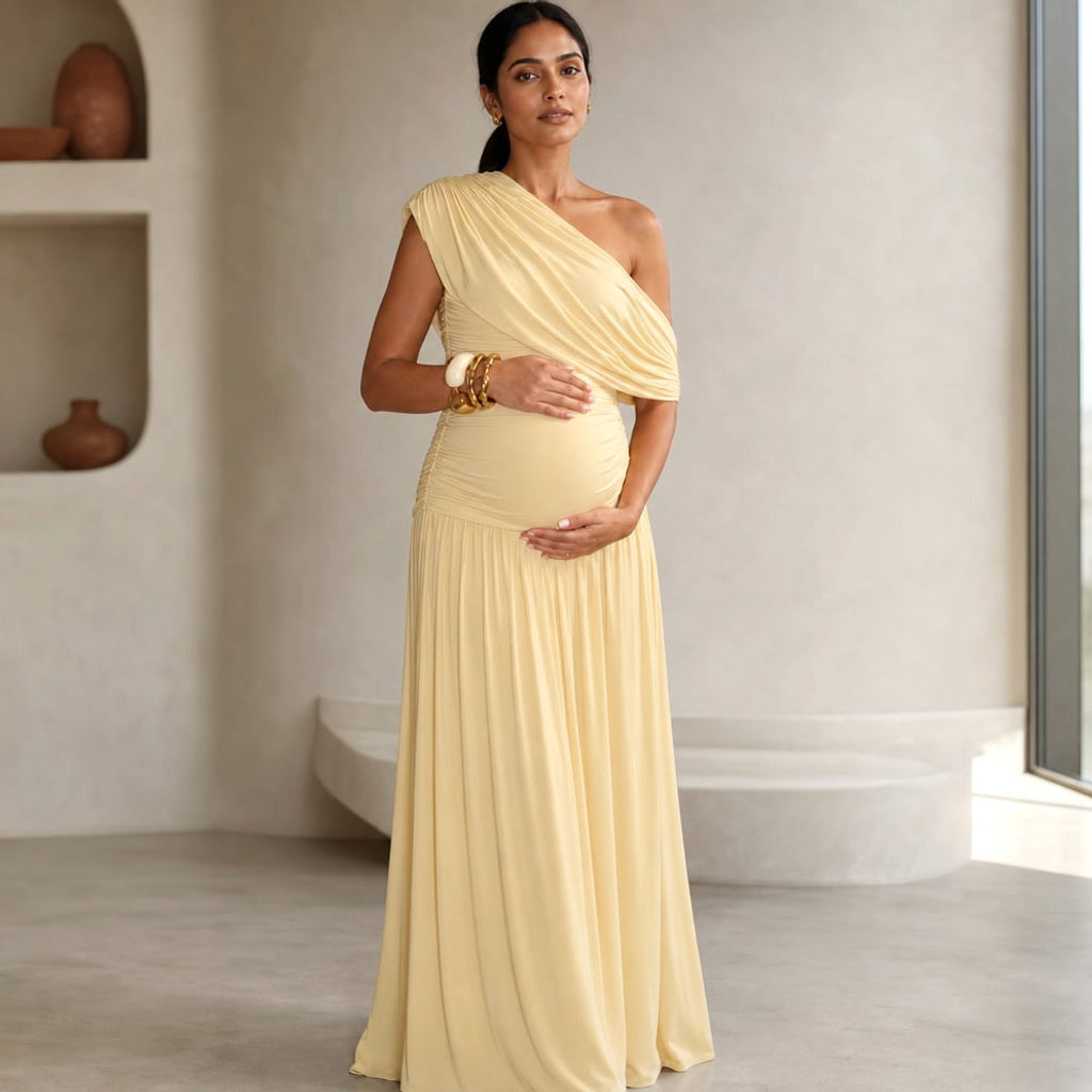 Maxi-Kleid One-Shoulder Asymmetrisch Umstandskleid – Vitolia