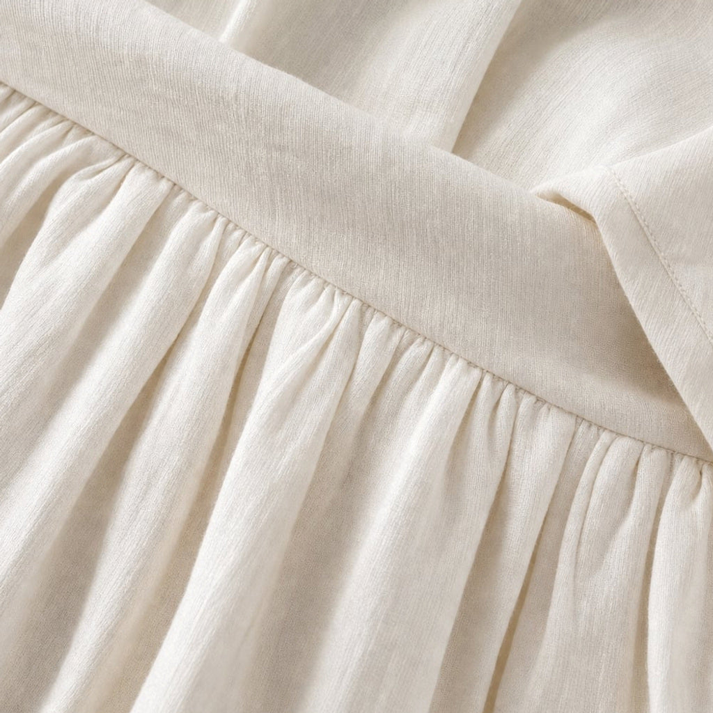 Leinenset Weite Hose Drapierte Bluse – Vitolia