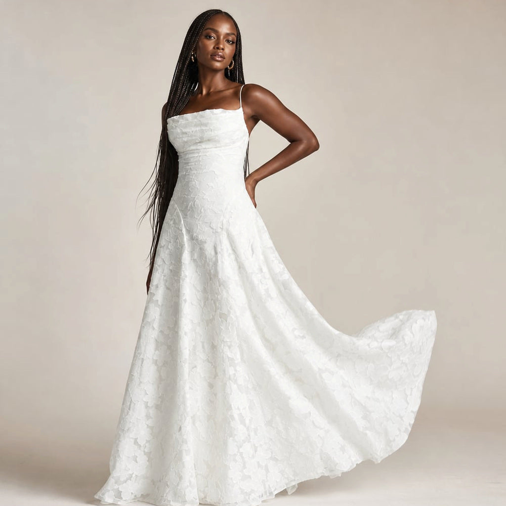 Maxi-Kleid mit Blumenmuster und dünnen Trägern – Vitolia