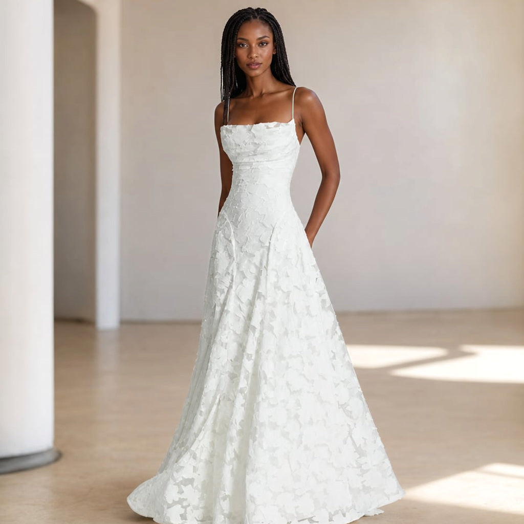 Maxi-Kleid mit Blumenmuster und dünnen Trägern – Vitolia