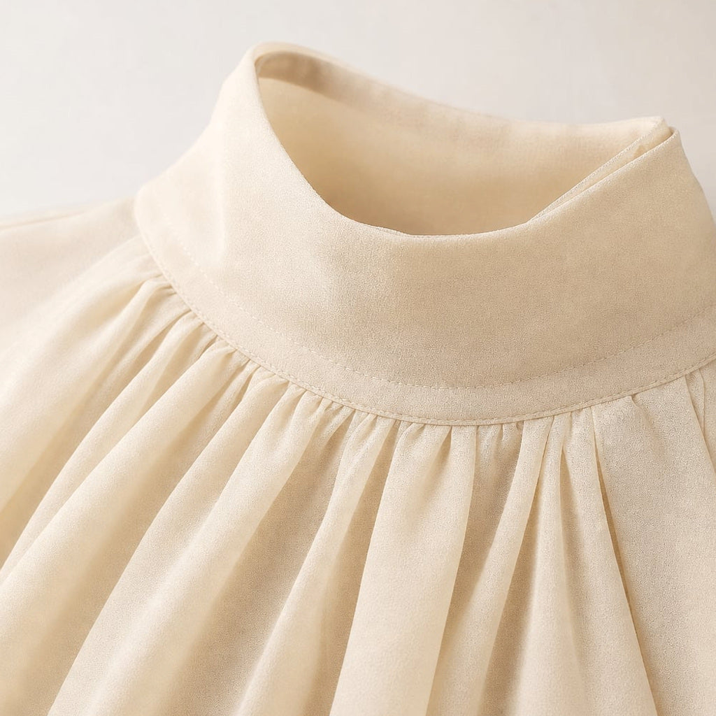 Mini-Kleid aus Chiffon Neckholder Rüschen offener Rücken – Vitolia