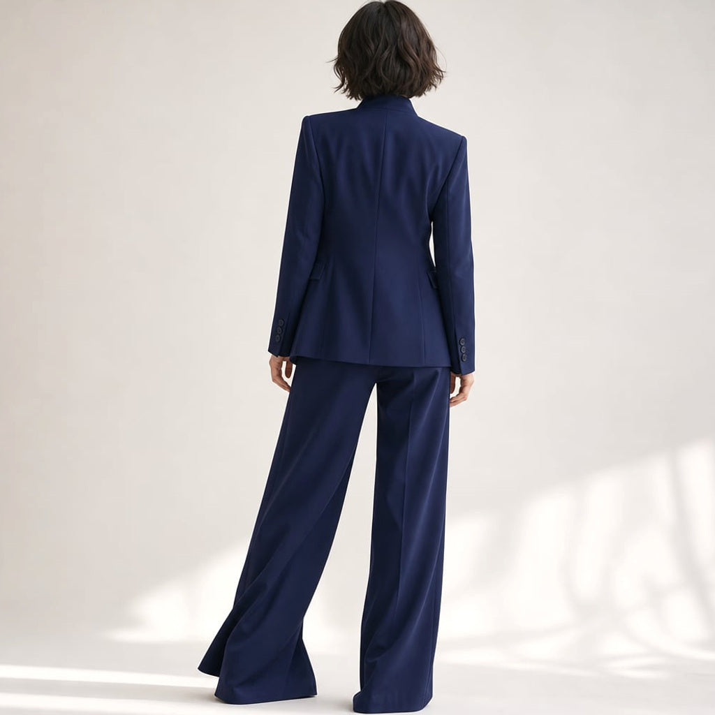 Zweiteiler Stehkragen Blazer mit Weithose – Vitolia