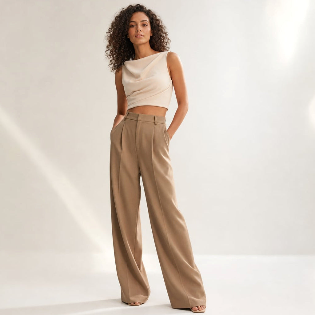 Weite Hose mit hohem Bund Sommer Schnitt – Vitolia