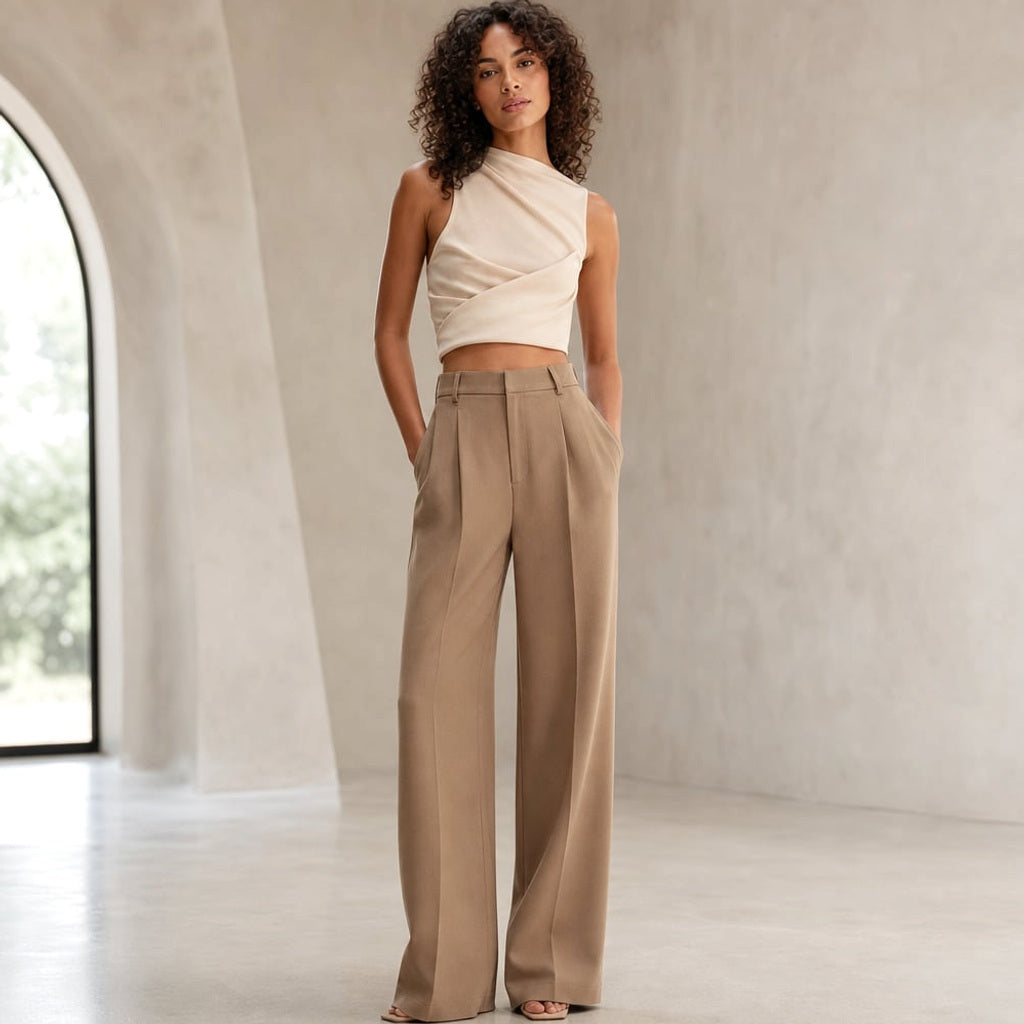 Weite Hose mit hohem Bund Sommer Schnitt – Vitolia