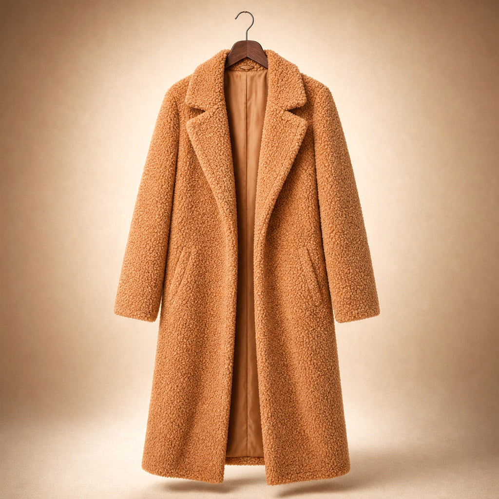 Alflinde | Teddymantel mit Reverskragen und offener Front Orange – Produktfoto