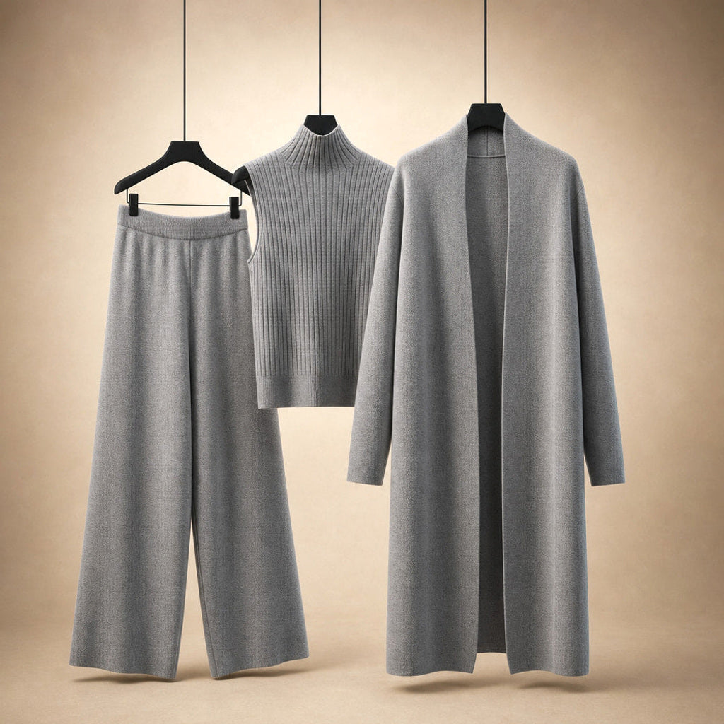 Erdmute | Strick-Set aus Schurwollmischung mit weichem Fall – Produktfoto