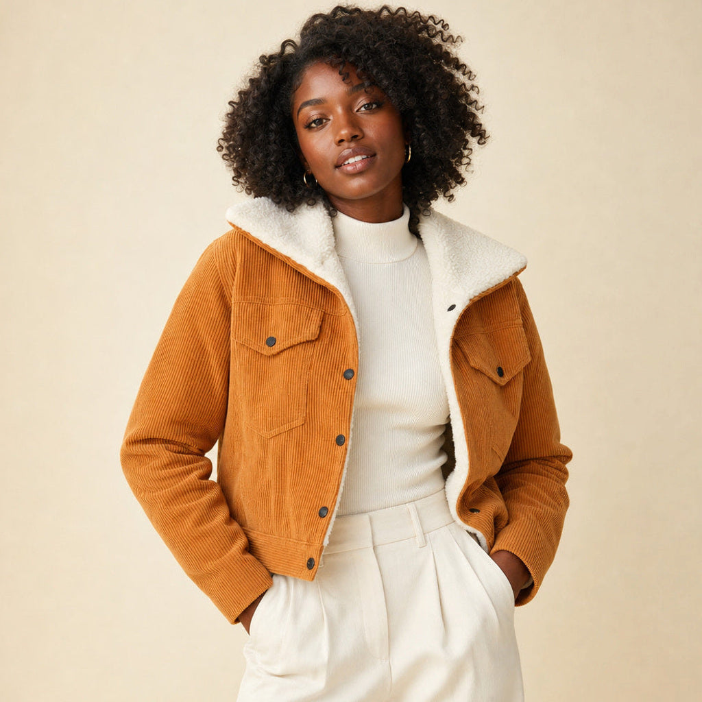 Ermegard | Cordjacke mit Sherpa-Futter Orange – Produktfoto