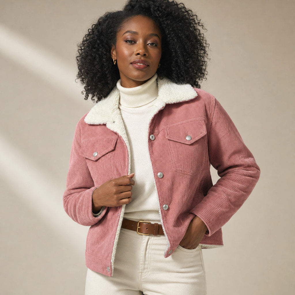 Ermegard | Cordjacke mit Sherpa-Futter Pink – Produktfoto