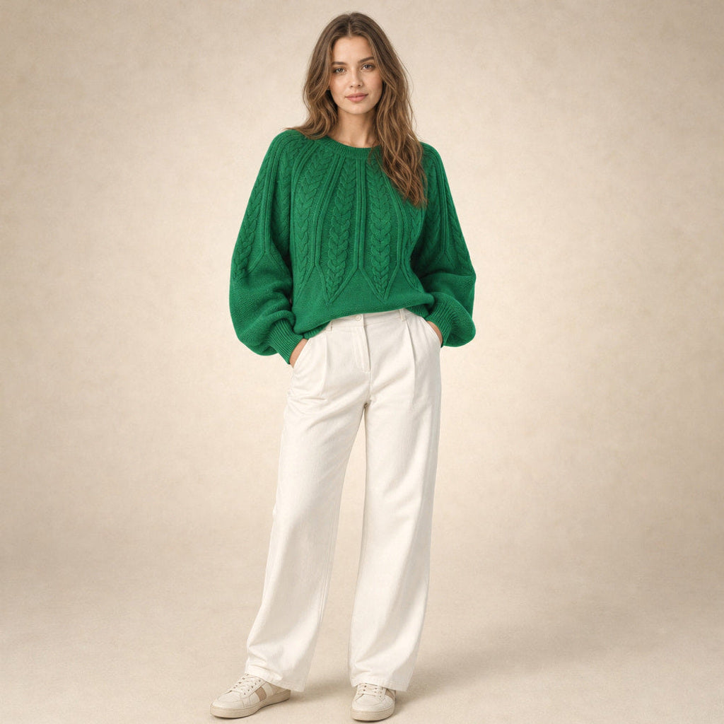 Fiede | Zopfstrick-Pullover mit weitem Schnitt – Produktfoto