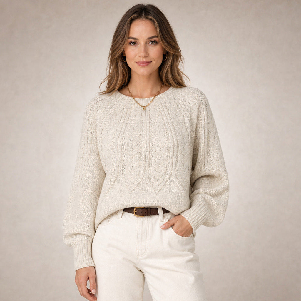 Fiede | Zopfstrick-Pullover mit weitem Schnitt – Produktfoto