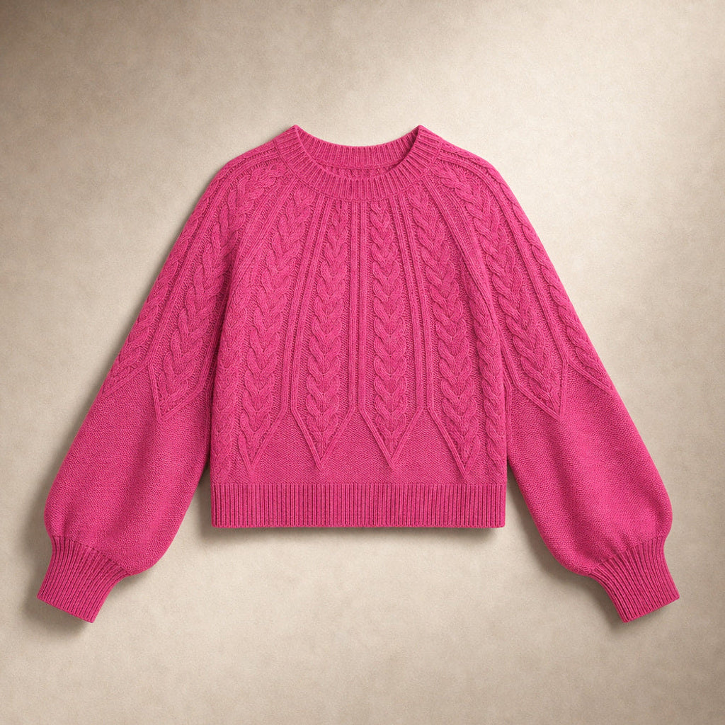 Fiede | Zopfstrick-Pullover mit weitem Schnitt Pink – Produktfoto