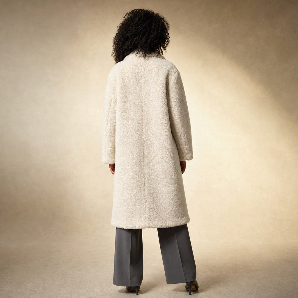 Friederike | Teddy-Wickelmantel in Longline – Gesamtlook