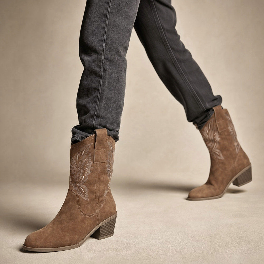 Friedlinde | Westernstiefel Damen mit Stickerei Braun Braun – Produktfoto