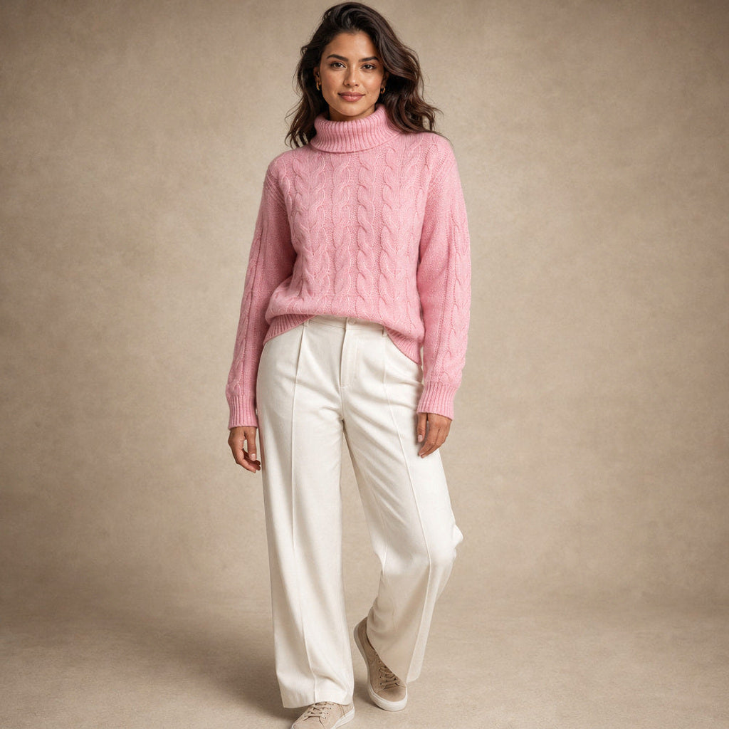 Gerbtraud | Rollkragenpullover mit weichem Fall in Pink – Premium Editorial