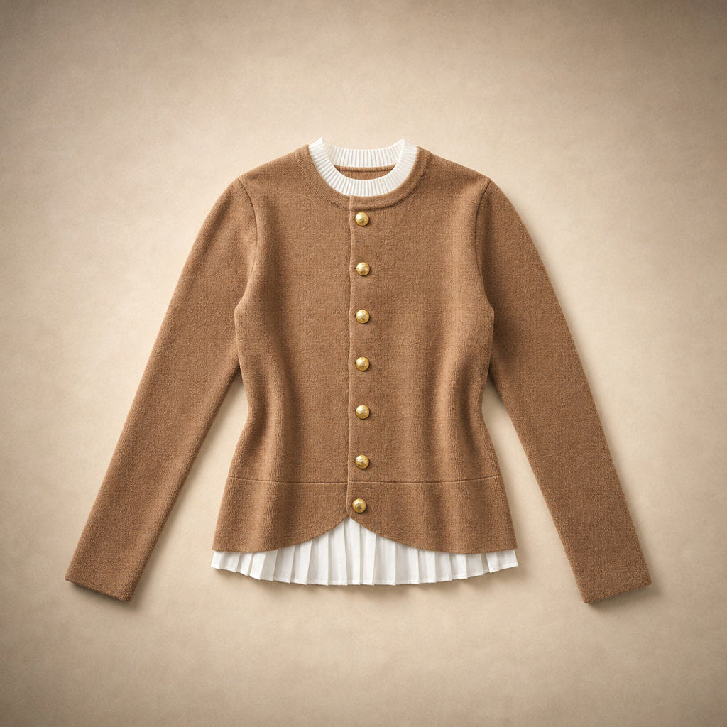 Gerhilt | Pullover aus Merinomischung mit Goldknöpfen Mokka / Braun – Produktfoto