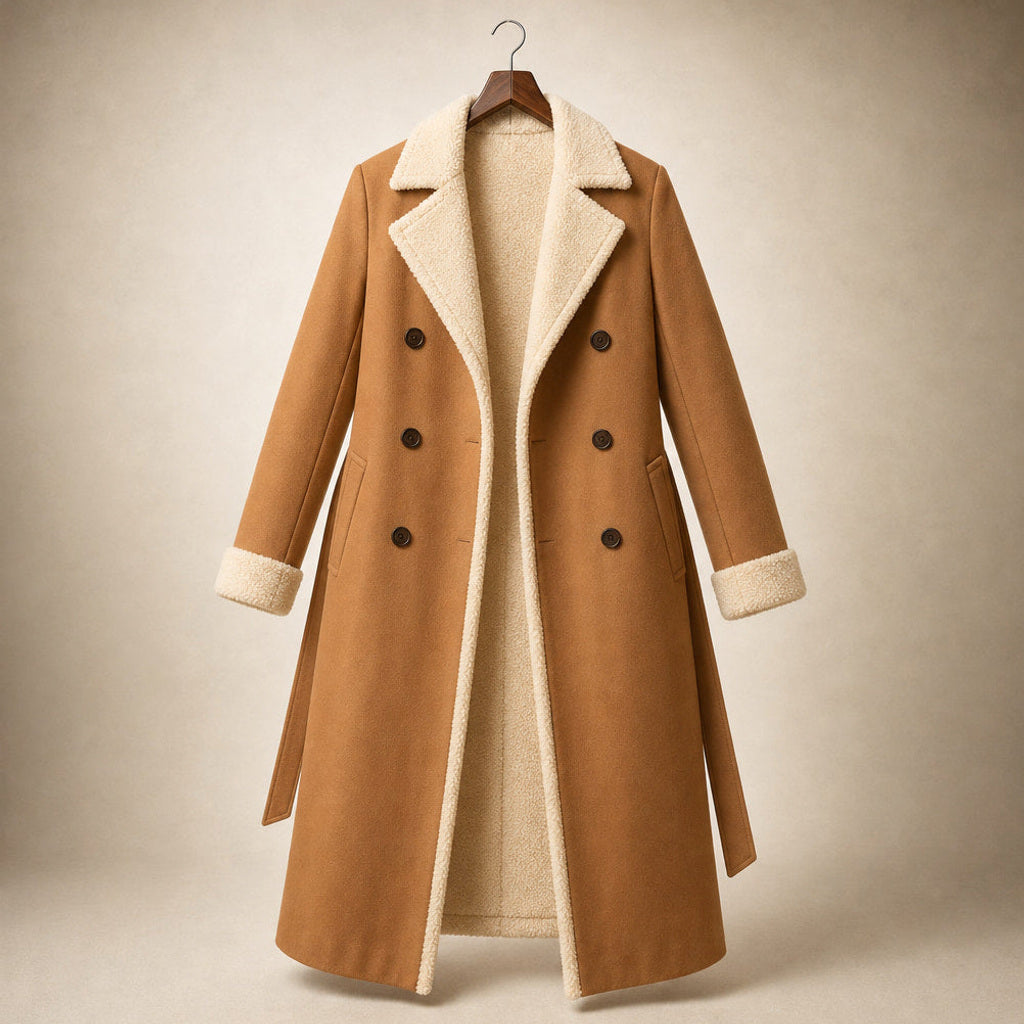 Gerline | Longline Steppmantel mit Knopfleiste Khaki – Produktfoto