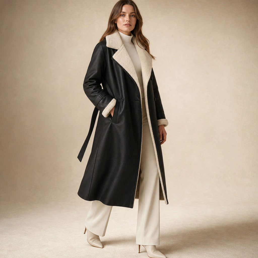 Gerline | Longline Steppmantel mit Knopfleiste Schwarz – Seitenansicht