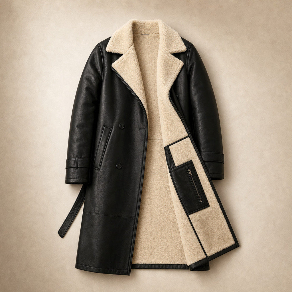 Gerline | Longline Steppmantel mit Knopfleiste Schwarz – Flatlay-Produktfoto