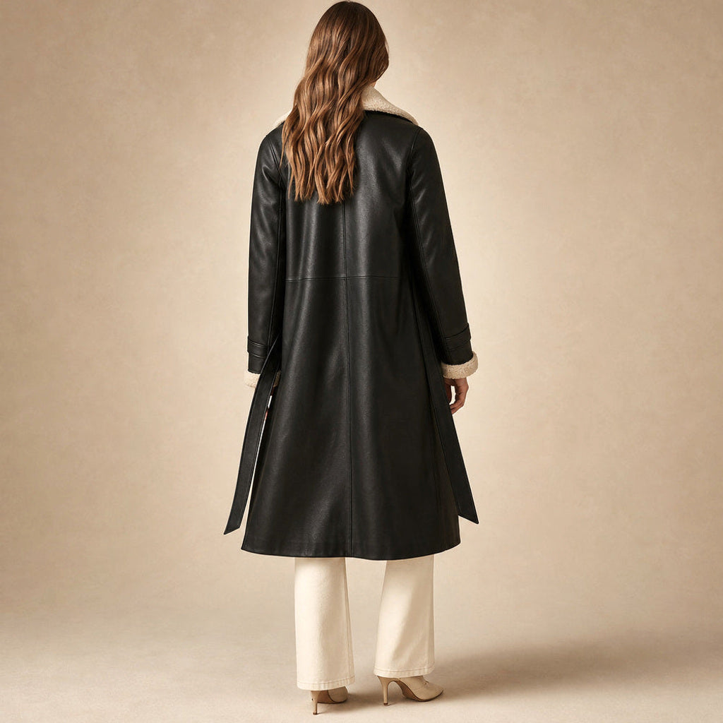 Gerline | Longline Steppmantel mit Knopfleiste Schwarz – Gesamtlook