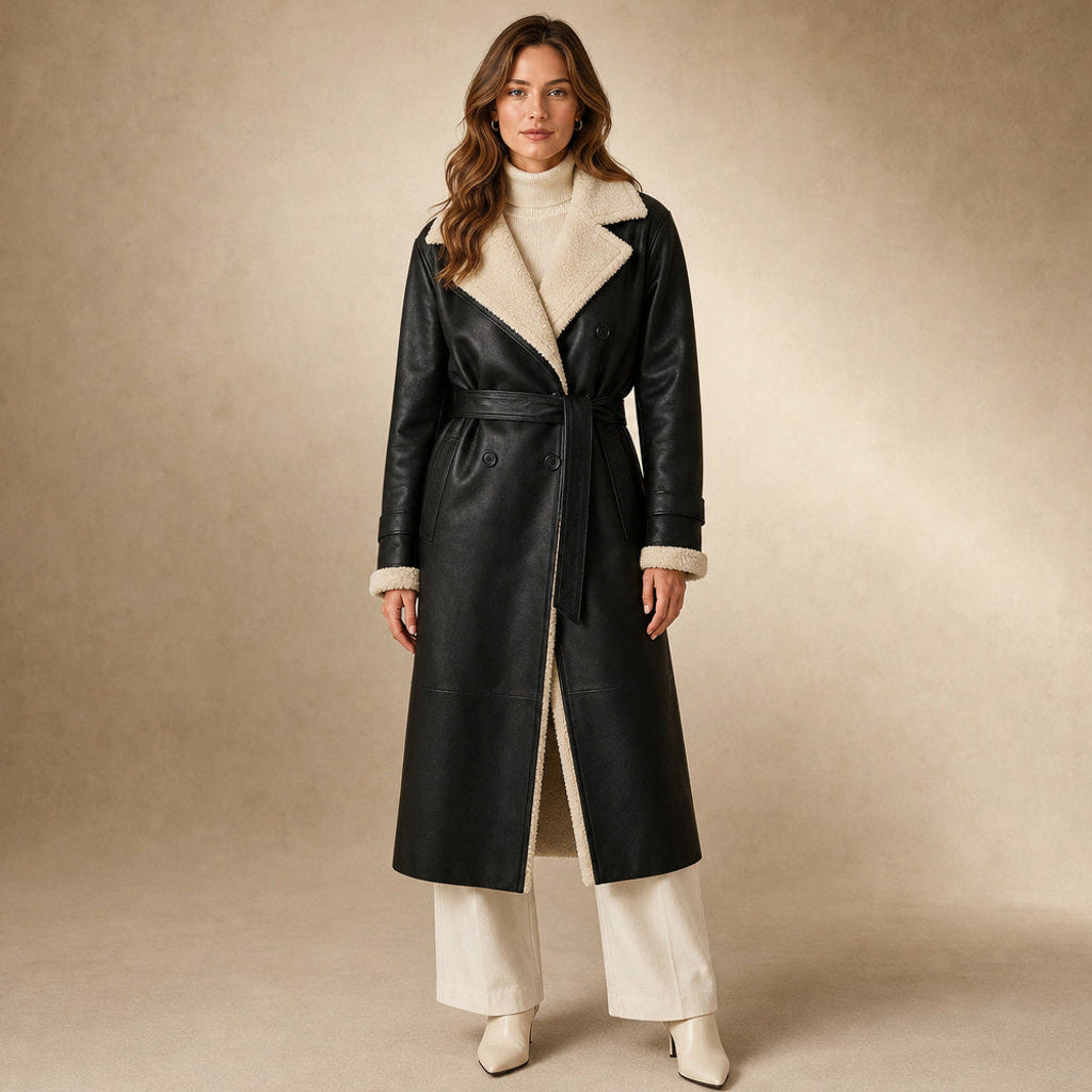 Gerline | Longline Steppmantel mit Knopfleiste in Schwarz – Premium Editorial