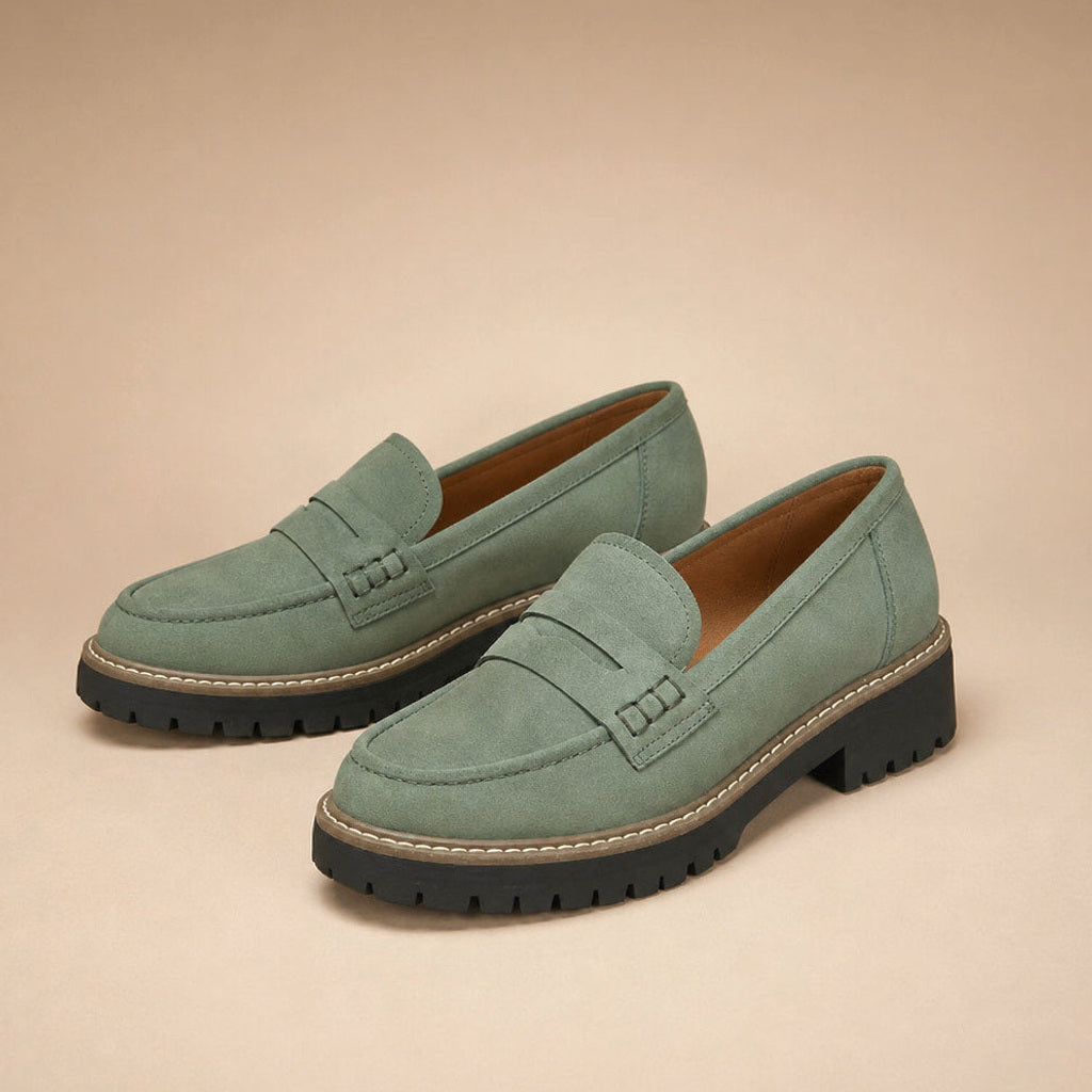 Godehild | Chunky Loafer mit Plateausohle und Rundkappe Grün – Produktfoto