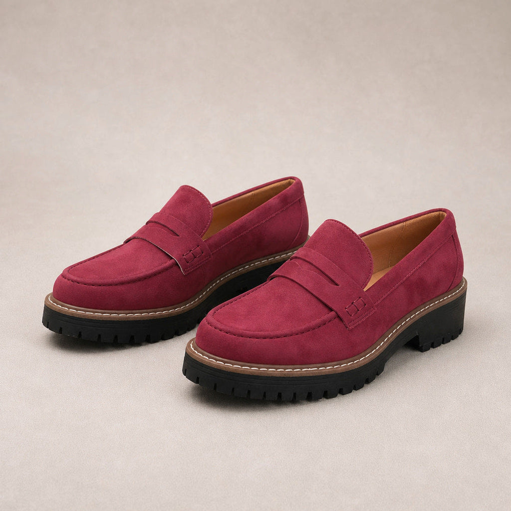 Godehild | Chunky Loafer mit Plateausohle und Rundkappe Rot – Produktfoto