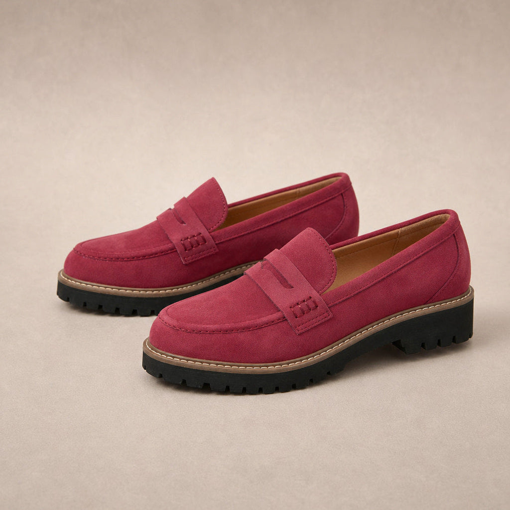 Godehild | Chunky Loafer mit Plateausohle und Rundkappe in Rot – Premium Editorial