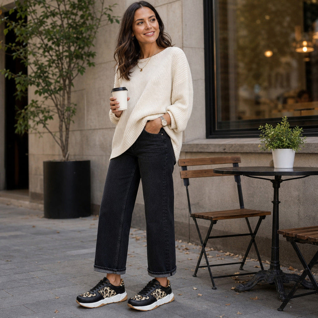 Gothilde | Plateau Sneaker mit Leopardenprint-Panel – Produktfoto