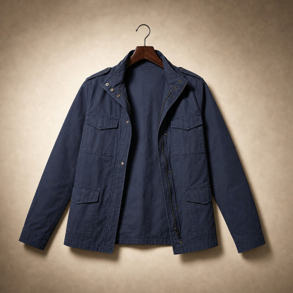 Gottlinde | Utility-Jacke mit Taillennaht und Pattentaschen Blau – Produktfoto