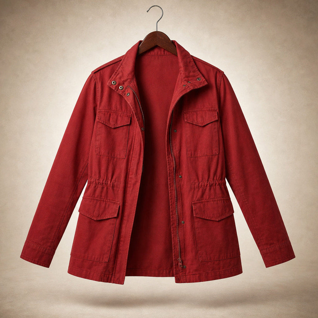 Gottlinde | Utility-Jacke mit Taillennaht und Pattentaschen Rot – Produktfoto