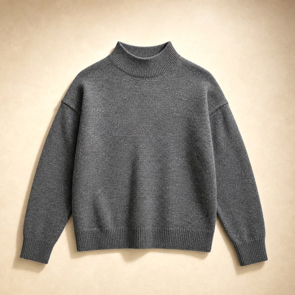 Gunnhild | Rollkragenpullover mit Ripp-Bündchen Dunkelgrau – Produktfoto