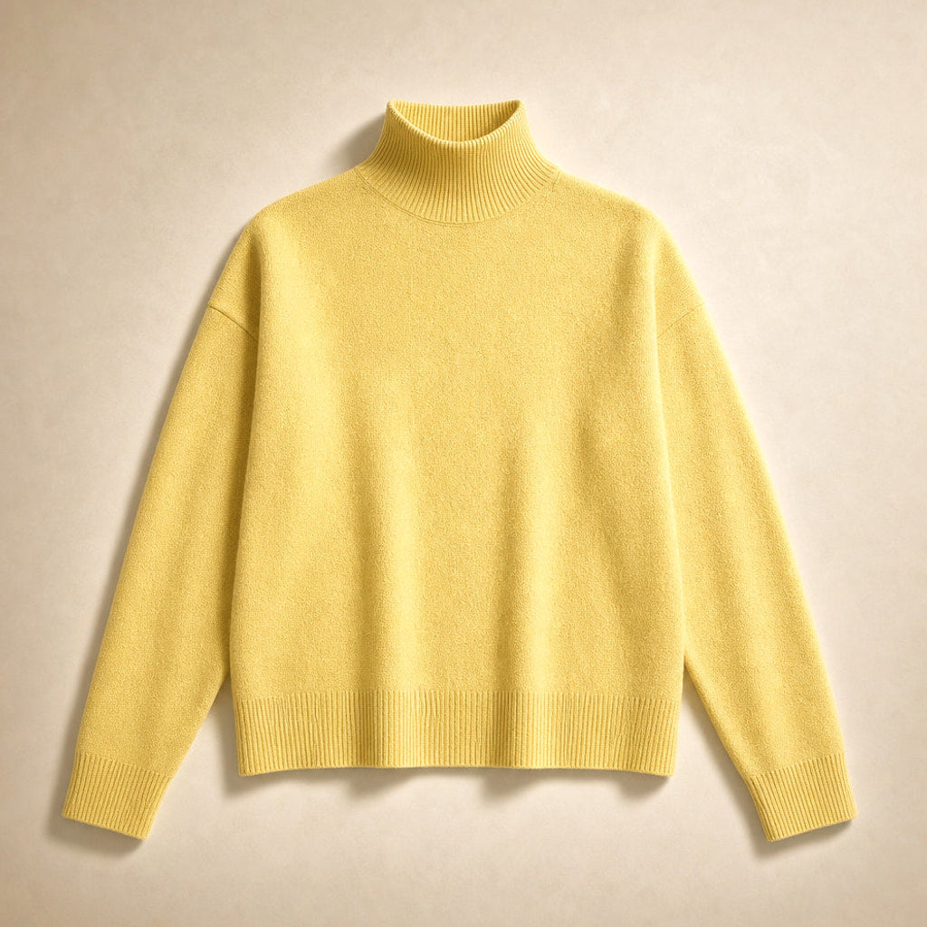 Gunnhild | Rollkragenpullover mit Ripp-Bündchen Gelb – Produktfoto