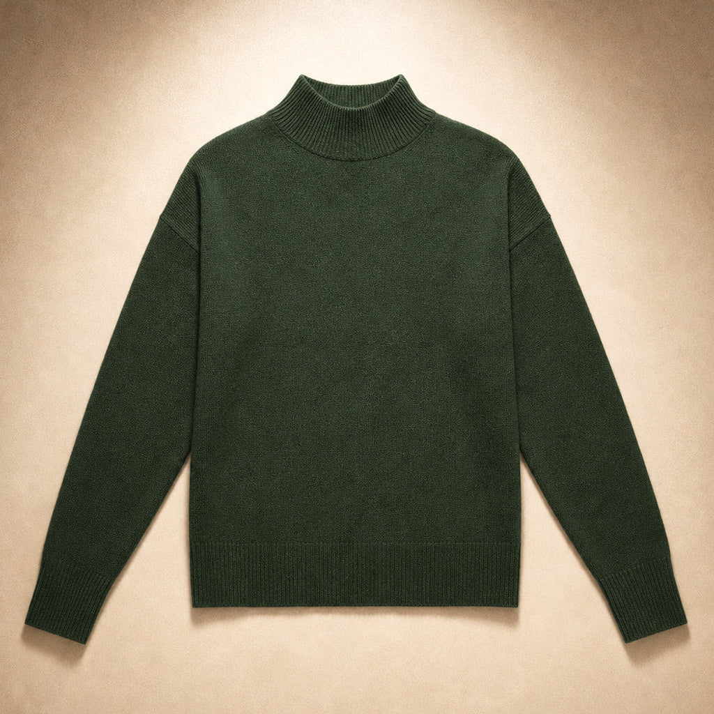 Gunnhild | Rollkragenpullover mit Ripp-Bündchen Grün – Produktfoto