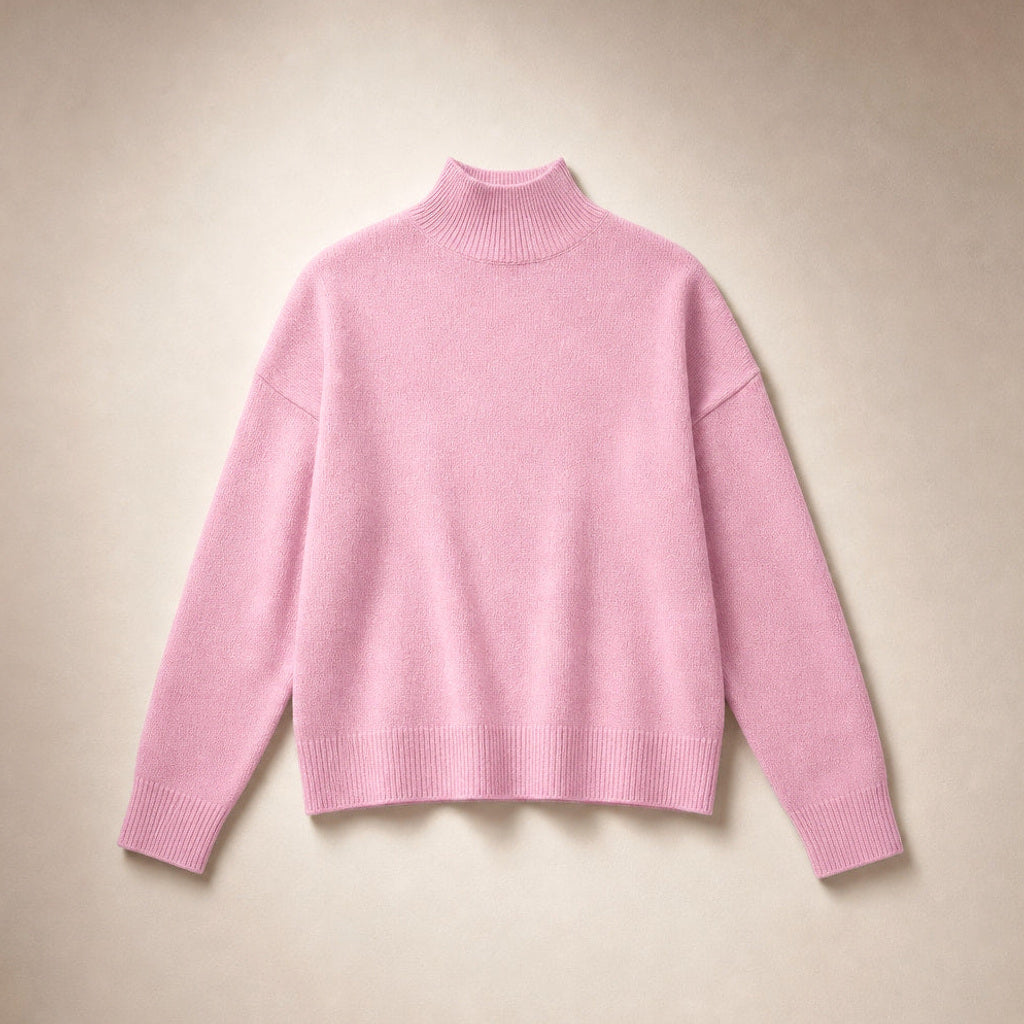 Gunnhild | Rollkragenpullover mit Ripp-Bündchen Hellrosa – Produktfoto