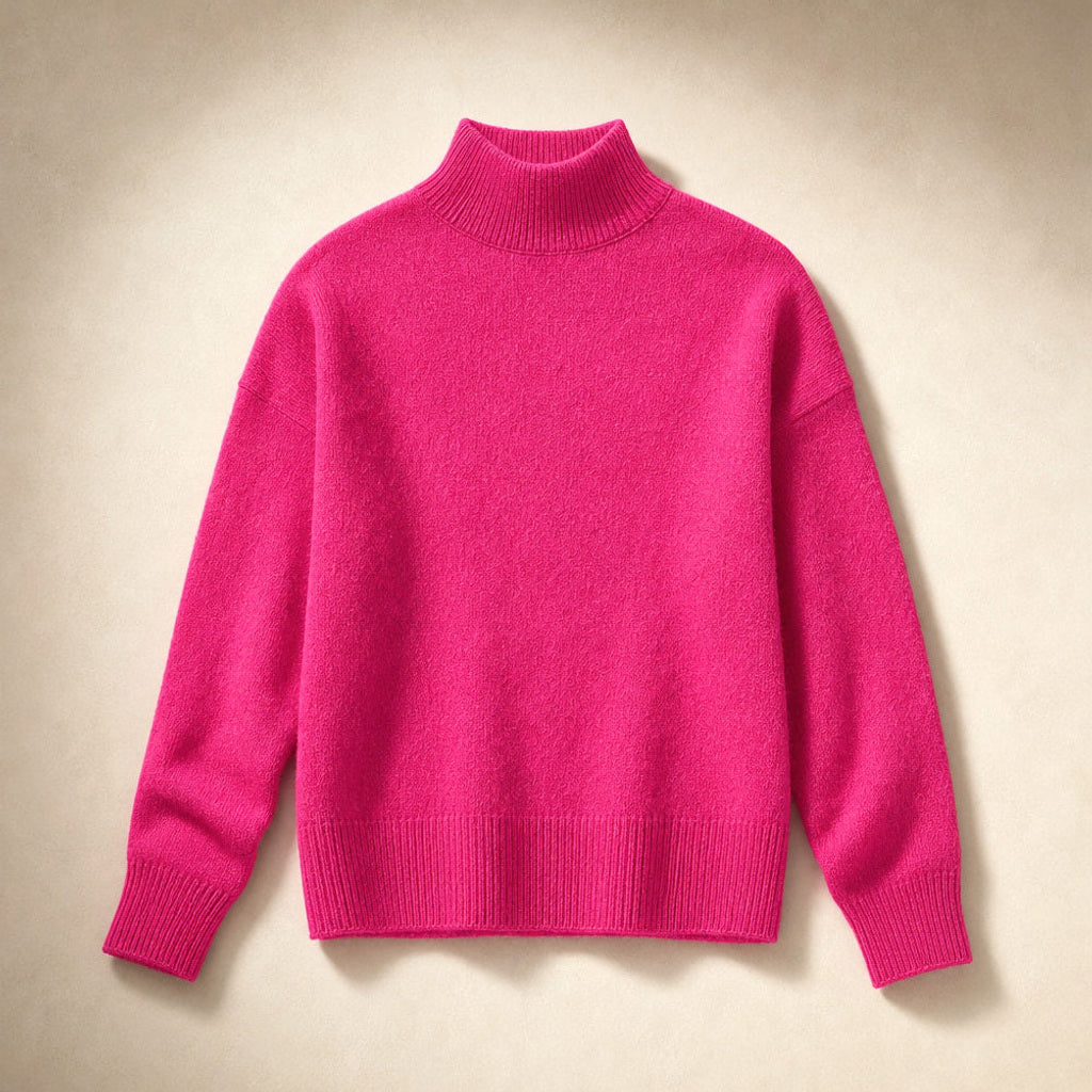 Gunnhild | Rollkragenpullover mit Ripp-Bündchen Pink – Produktfoto