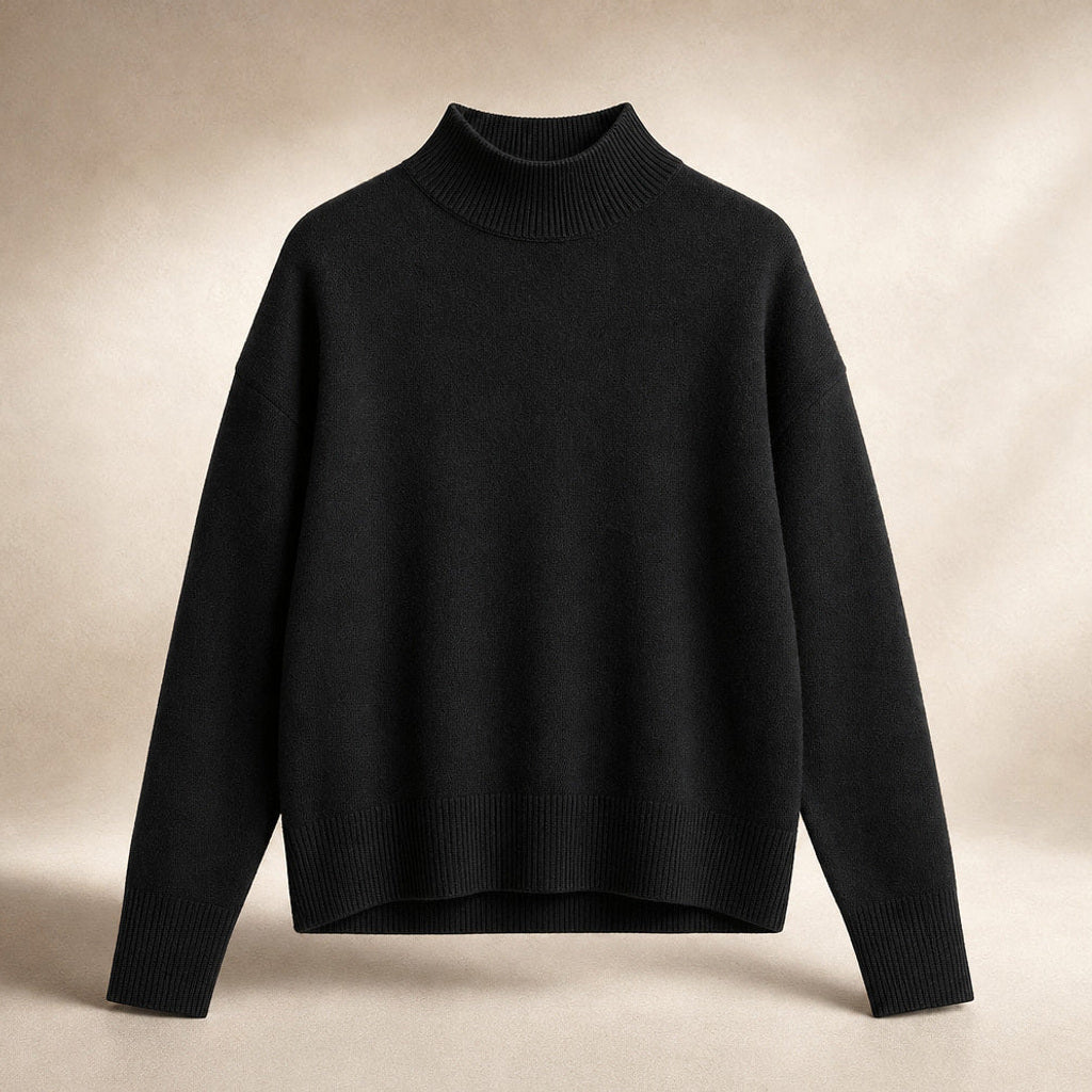 Gunnhild | Rollkragenpullover mit Ripp-Bündchen Schwarz – Produktfoto