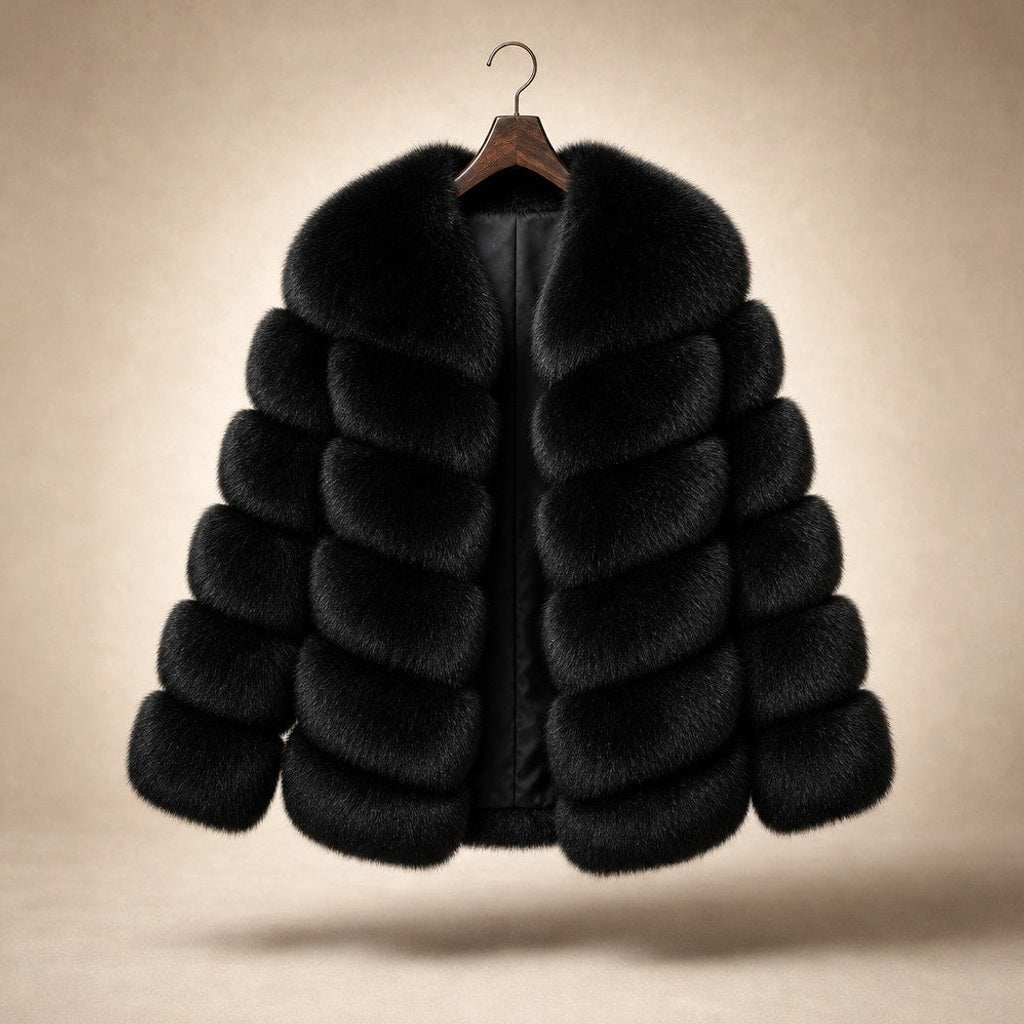 Hadwig | Kunstfelljacke mit taillierter Silhouette Schwarz – Produktfoto