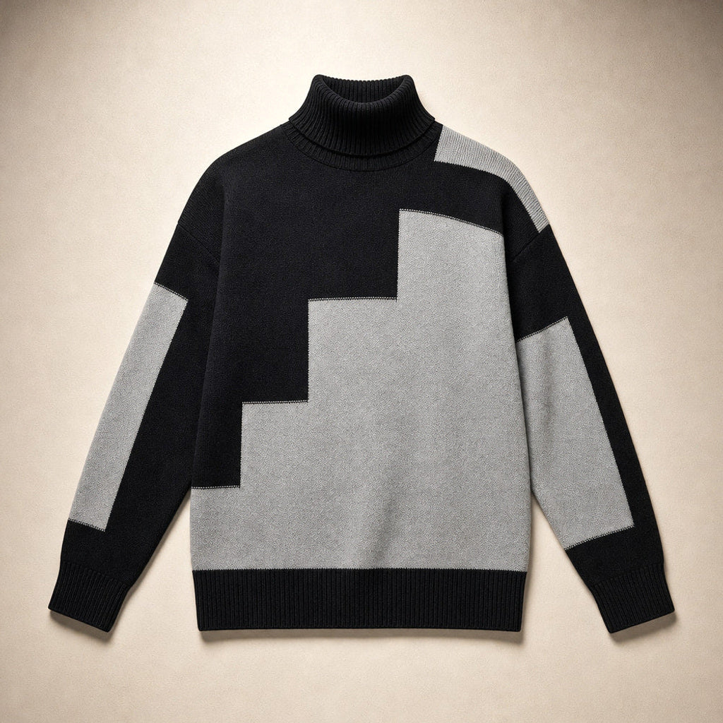 Henrike | Rollkragenpullover mit Rippstrick in lockerer Passform Grau – Produktfoto