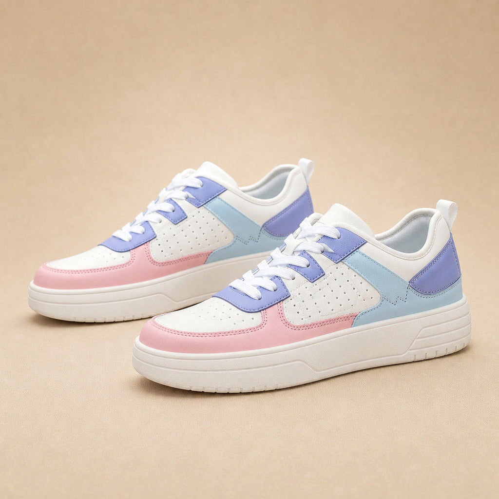 Herta | Plateau-Sneaker mit Colorblock-Panels in Blau – Premium Editorial