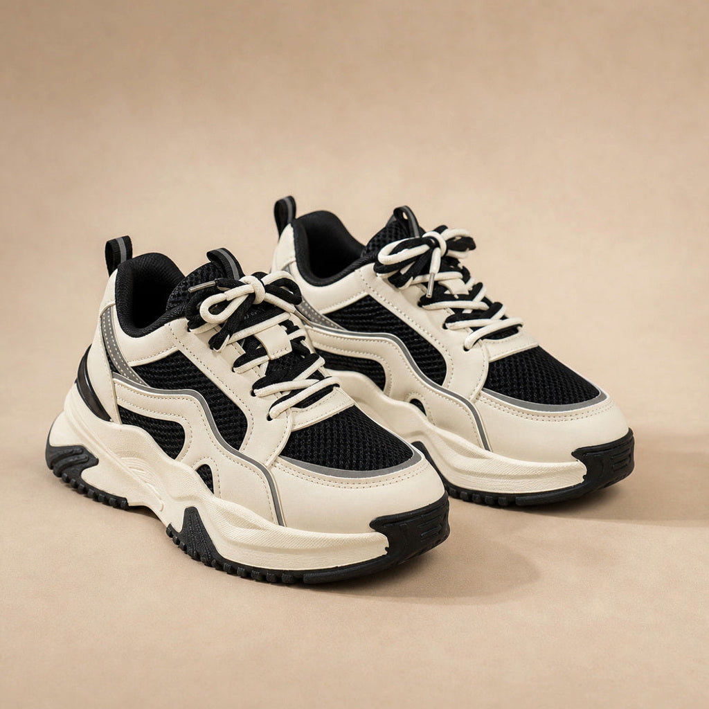 Hildelind | Plateau Sneaker mit Mesh-Einsätzen Schwarz – Produktfoto