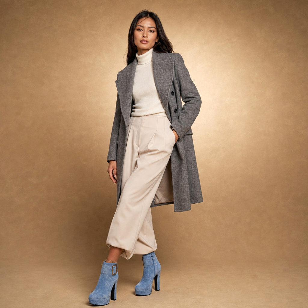 Hildrade | Plateau-Pumps mit Blockabsatz und Zierschnalle Blau – Produktfoto