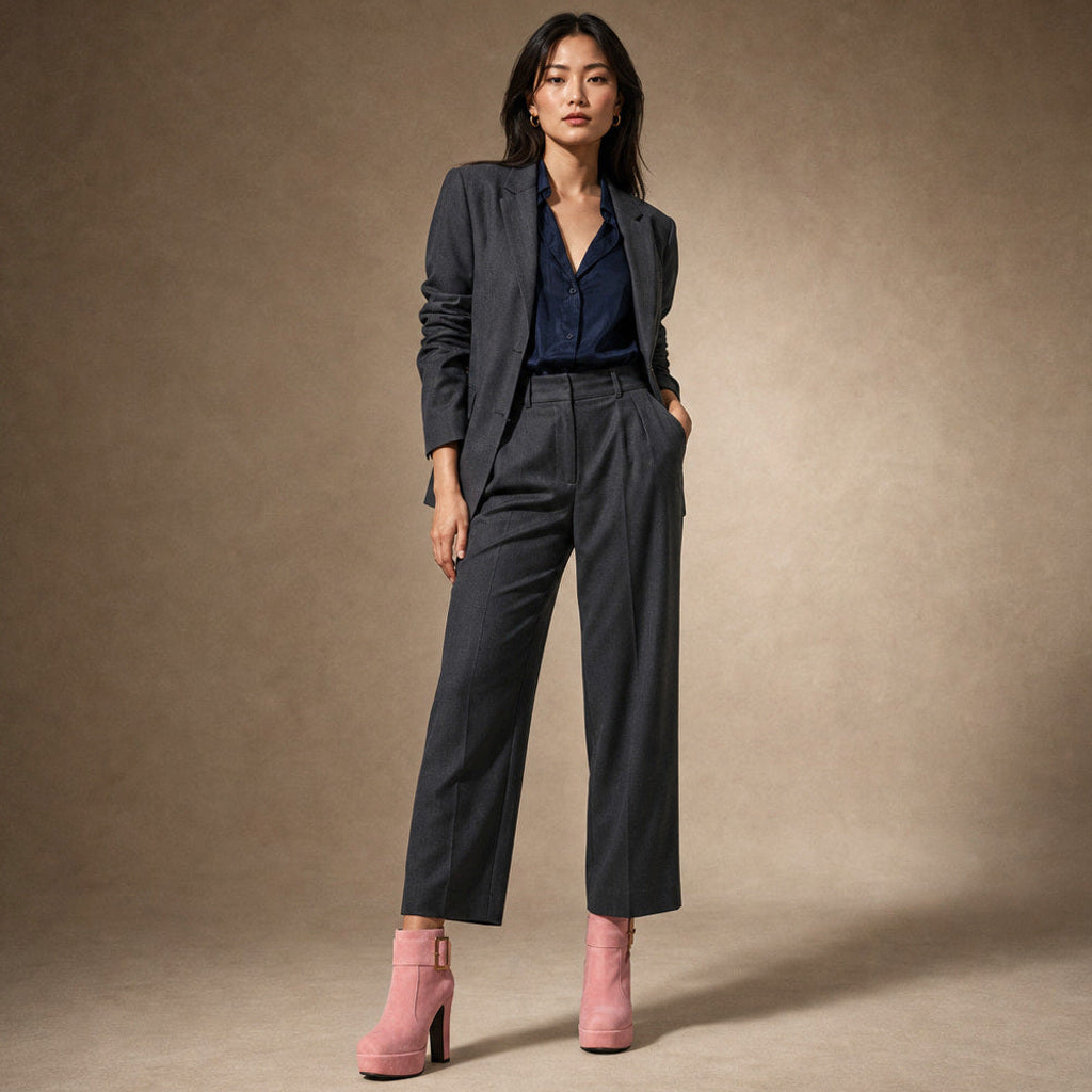 Hildrade | Plateau-Pumps mit Blockabsatz und Zierschnalle in Pink – Premium Editorial